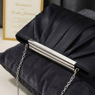 Clutch Purse for Women Soft Pleated Evening Bag with Metal Chain