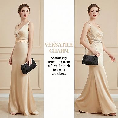 Clutch Purse for Women Soft Pleated Evening Bag with Metal Chain
