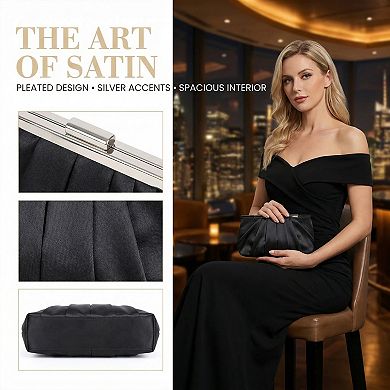Clutch Purse for Women Soft Pleated Evening Bag with Metal Chain