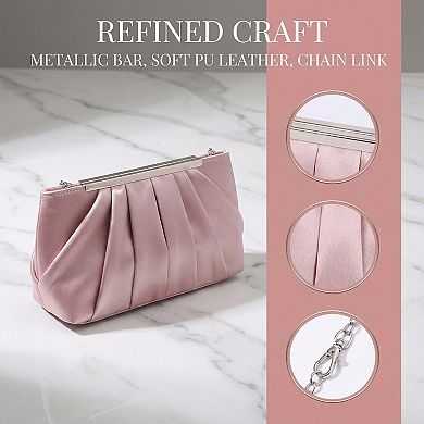 Clutch Purse for Women Soft Pleated Evening Bag with Metal Chain