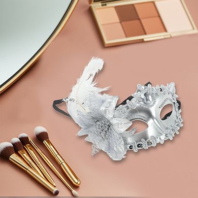 Ostrich Feather Half Face Party Mask 1 Pc