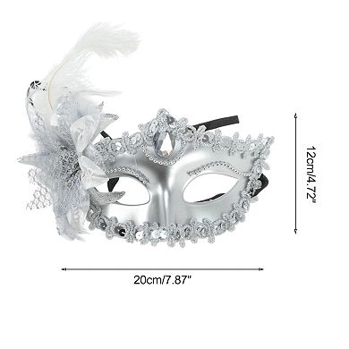Ostrich Feather Half Face Party Mask 1 Pc