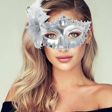 Ostrich Feather Half Face Party Mask 1 Pc