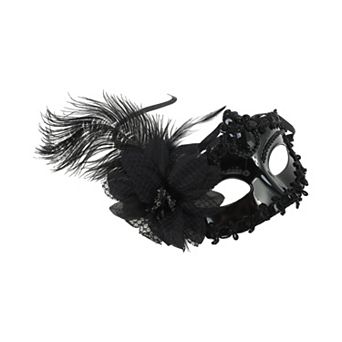 Ostrich Feather Half Face Party Mask 1 pc