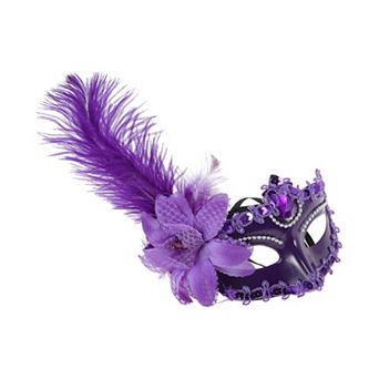 Ostrich Feather Half Face Party Mask 1 pc