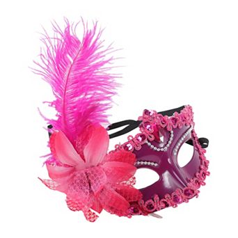 Ostrich Feather Half Face Party Mask 1 pc