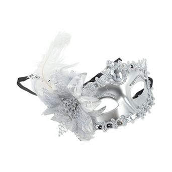 Ostrich Feather Half Face Party Mask 1 pc