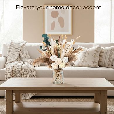 100-Piece Artificial Flower Set with Vase for Table Centerpiece Decor