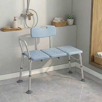 Medical Bathroom Safety Shower Tub Transfer Bench with Back & Handle