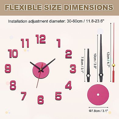 40-70cm Modern Frameless DIY Wall Clock, Large Mirror Acrylic Numeral, Oversized Vintage Clock