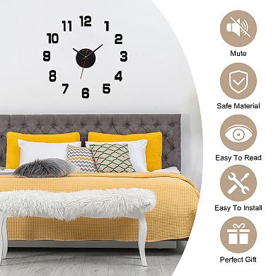 40-70cm Modern Frameless DIY Wall Clock, Large Mirror Acrylic Numeral, Oversized Vintage Clock