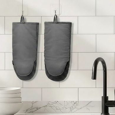 Heat Resistant Silicone Oven Mitt Set with Non-Slip Grip (Set of 2)