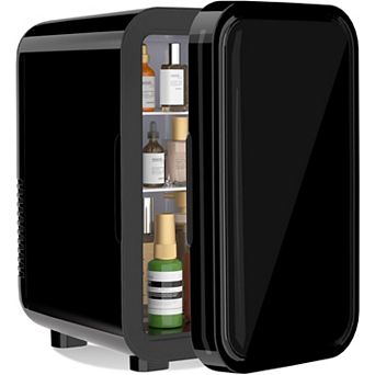 YASHE 6L Mini Fridge, 8 Can Skincare & Drink, Cooler/Warmer, 110V/12V, for Office, Bedroom, Car