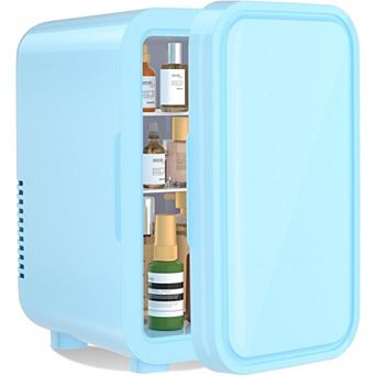 YASHE 6L Mini Fridge, 8 Can Skincare & Drink, Cooler/Warmer, 110V/12V, for Office, Bedroom, Car