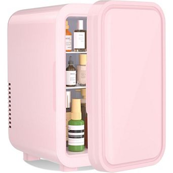 YASHE 6L Mini Fridge, 8 Can Skincare & Drink, Cooler/Warmer, 110V/12V, for Office, Bedroom, Car