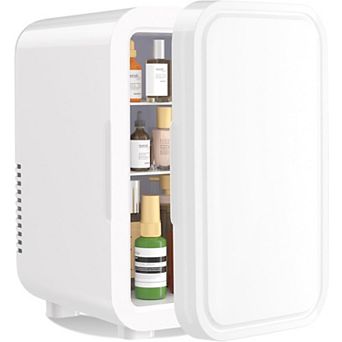 YASHE 6L Mini Fridge, 8 Can Skincare & Drink, Cooler/Warmer, 110V/12V, for Office, Bedroom, Car