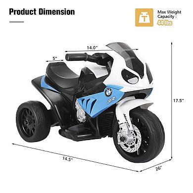 6V Kids Electric Motorcycle Ride On Toy With 3 Wheels And Music