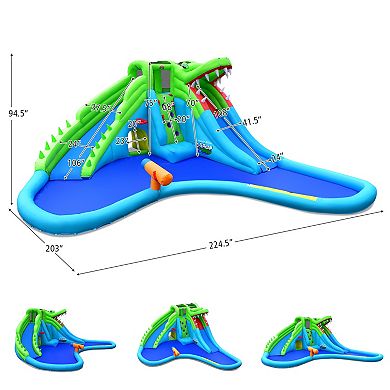Inflatable Crocodile Water Slide Kids Bounce Castle with 780W Blower