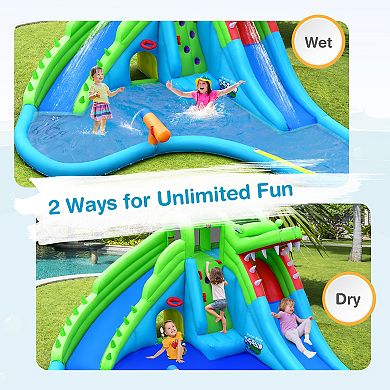 Inflatable Crocodile Water Slide Kids Bounce Castle with 780W Blower