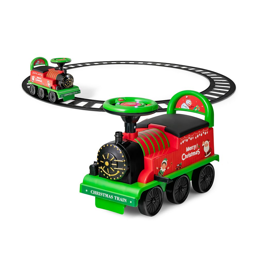 6V Kids Ride On Train with 16 Piece Track Set and Lights