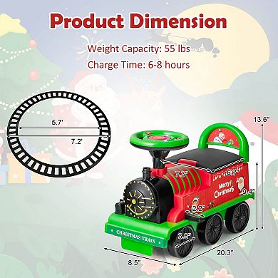 6V Kids Ride On Train with 16 Piece Track Set and Lights
