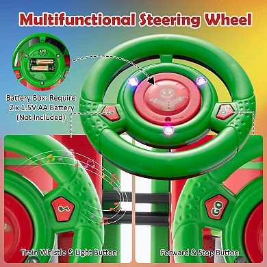 6V Kids Ride On Train with 16 Piece Track Set and Lights