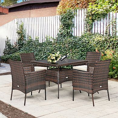Outdoor Patio Dining Set 5 Piece with Cushioned Chairs and Table