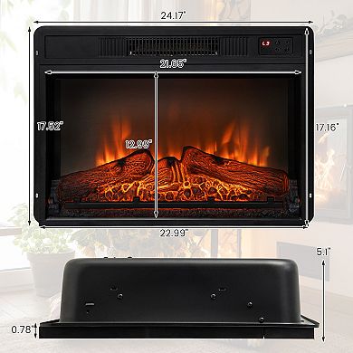 18/23 Inch Electric Fireplace Inserted with Adjustable LED Flame