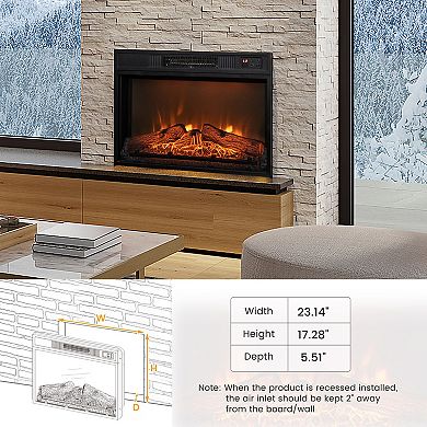 18/23 Inch Electric Fireplace Inserted with Adjustable LED Flame