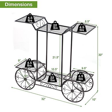 6-Tier Garden Plant Stand Cart Display Rack