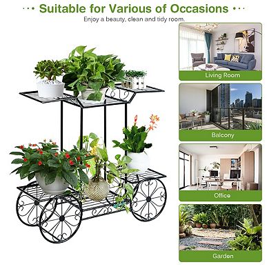 6-Tier Garden Plant Stand Cart Display Rack