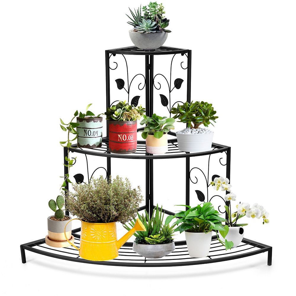 3-Tier Floral Corner Metal Plant Pot Rack