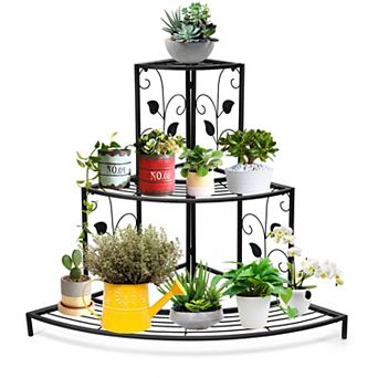 3 tier Floral Corner Metal Plant Pot Rack