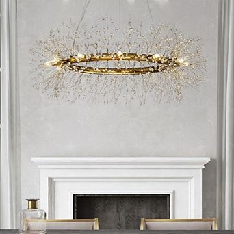 Modern Chandelier Crystal Firework 12 light Round Pendant Ceiling Lighting For Dining Room