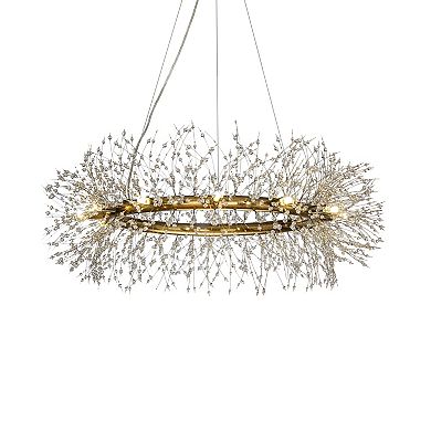 Modern Chandelier Crystal Firework 12 light Round Pendant Ceiling Lighting For Dining Room