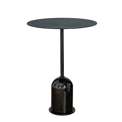 Marble Base Round Coffee Table Modern Black Side Table W18'' Small End Table
