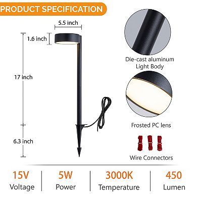 Low Voltage LED Landscape Path Light, 12V Outdoor Metal Pathway Light, Waterproof Warm White Walkway