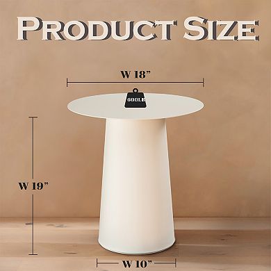 Mid Century Modern Metal Single Round Coffee Table -Chalk White 17.7"W