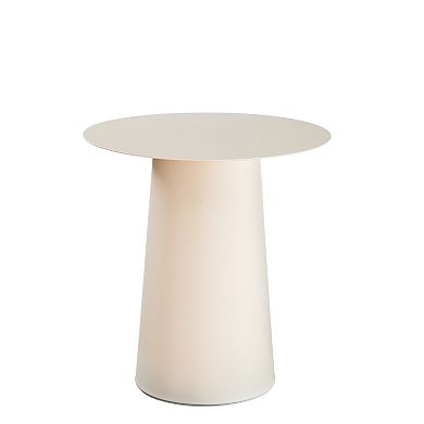 Mid Century Modern Metal Single Round Coffee Table -Chalk White 17.7"W