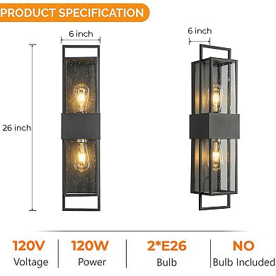 Modern Outdoor Wall Light with Dusk to Dawn Sensor H26'' Black Exterior Wall Lantern