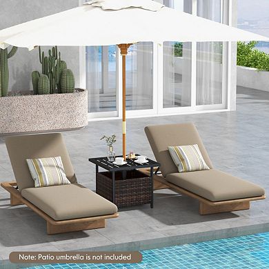 Outdoor Patio Rattan Wicker Side Table with Steel Frame for Deck and Garden