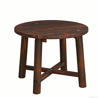 Patio End Table with Solid Wood Frame for Garden, Deck or Poolside