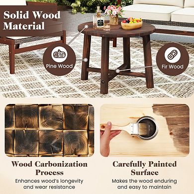 Patio End Table with Solid Wood Frame for Garden, Deck or Poolside