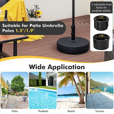 19.5 Inch Fillable Round Umbrella Base Stand for Yard Garden Poolside-Black