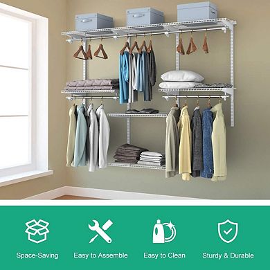 Adjustable Wall Mounted Closet Storage Rack with Shelf
