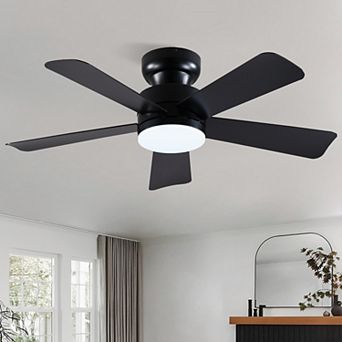 Modern Ceiling Fan with Light, Quiet DC Motor, Dimmable Flush Mount, Remote Control