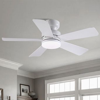 Modern Ceiling Fan with Light, Quiet DC Motor, Dimmable Flush Mount, Remote Control