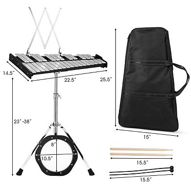 30 Note Xylophone Percussion Set with Adjustable Stand and Practice Pad