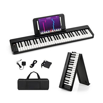 61 Key Foldable Electric Piano Keyboard with Bluetooth Midi Bag and Pedal