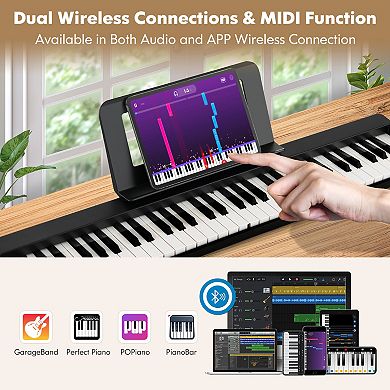 61 Key Foldable Electric Piano Keyboard with Bluetooth Midi Bag and Pedal